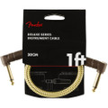 Fender Deluxe Series Patch Cable, Angled, 1ft - Tweed