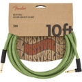Fender 10ft Angled Festival Instrument Cable, Pure Hemp, Green