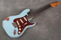 Vintage V6 Icon Electric Guitar - Distressed Laguna Blue - 2nd Hand