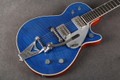 Gretsch 2013 FSR G6128T Duo Jet - Trans Blue Flame Maple Top - Case - 2nd Hand