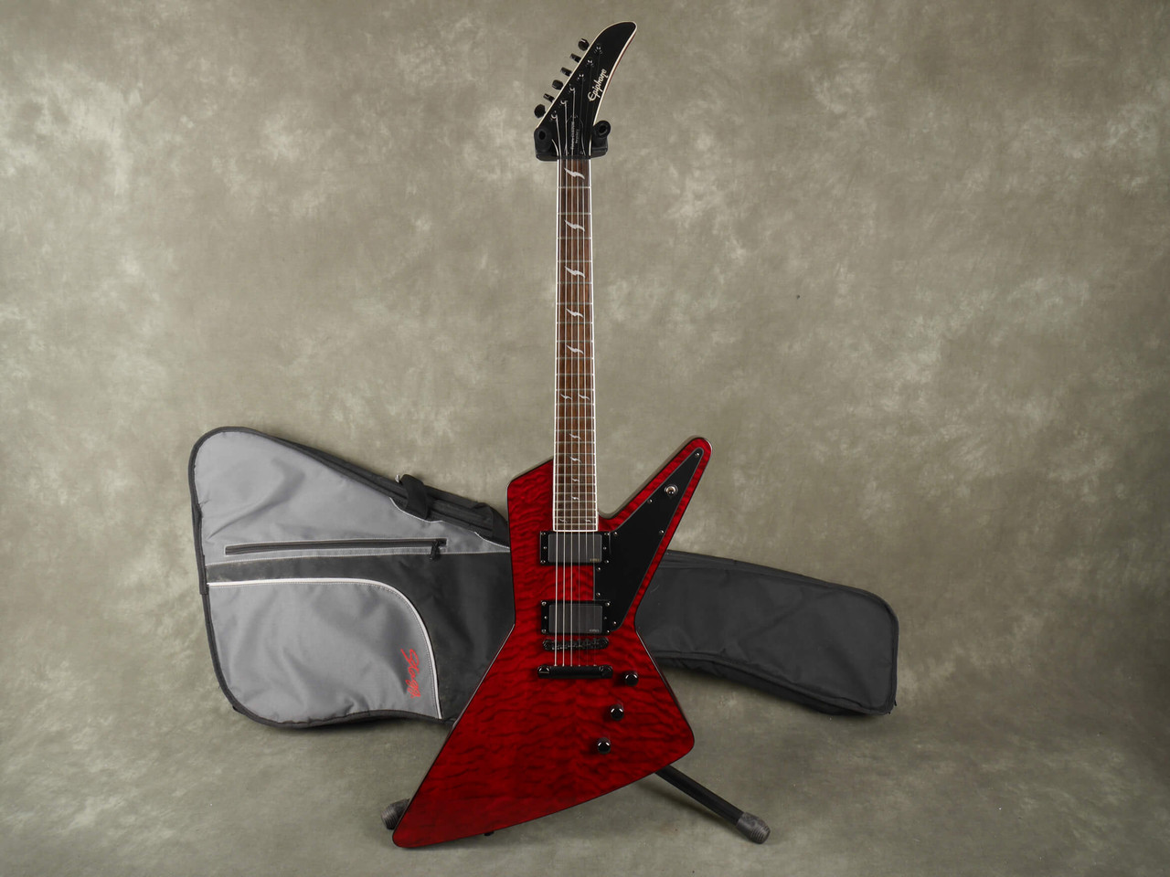 Epiphone Futura Custom Prophecy Explorer - Trans Red w/Gig