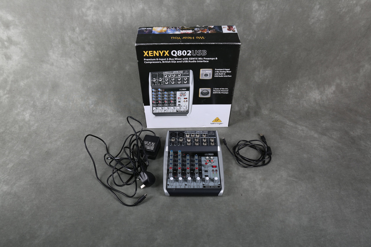 Behringer Xenyx Q802USB Mixer w/Box & PSU - 2nd Hand