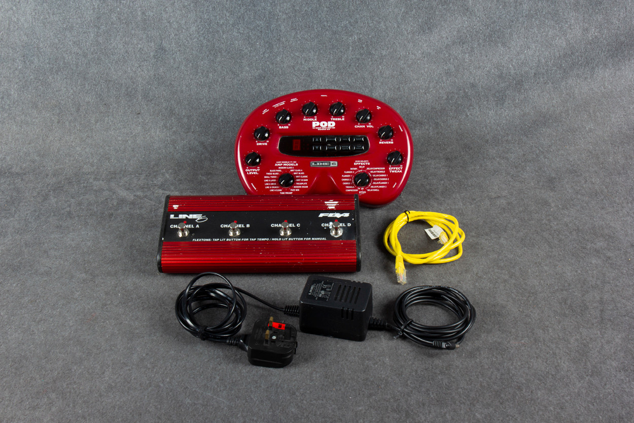 【貴重！】LINE 6 POD & FB4 フットスイッチセット Line 6 Pod 2.0 Line 6 FB4 Footswitch PSU 2nd Hand | Rich Tone Music