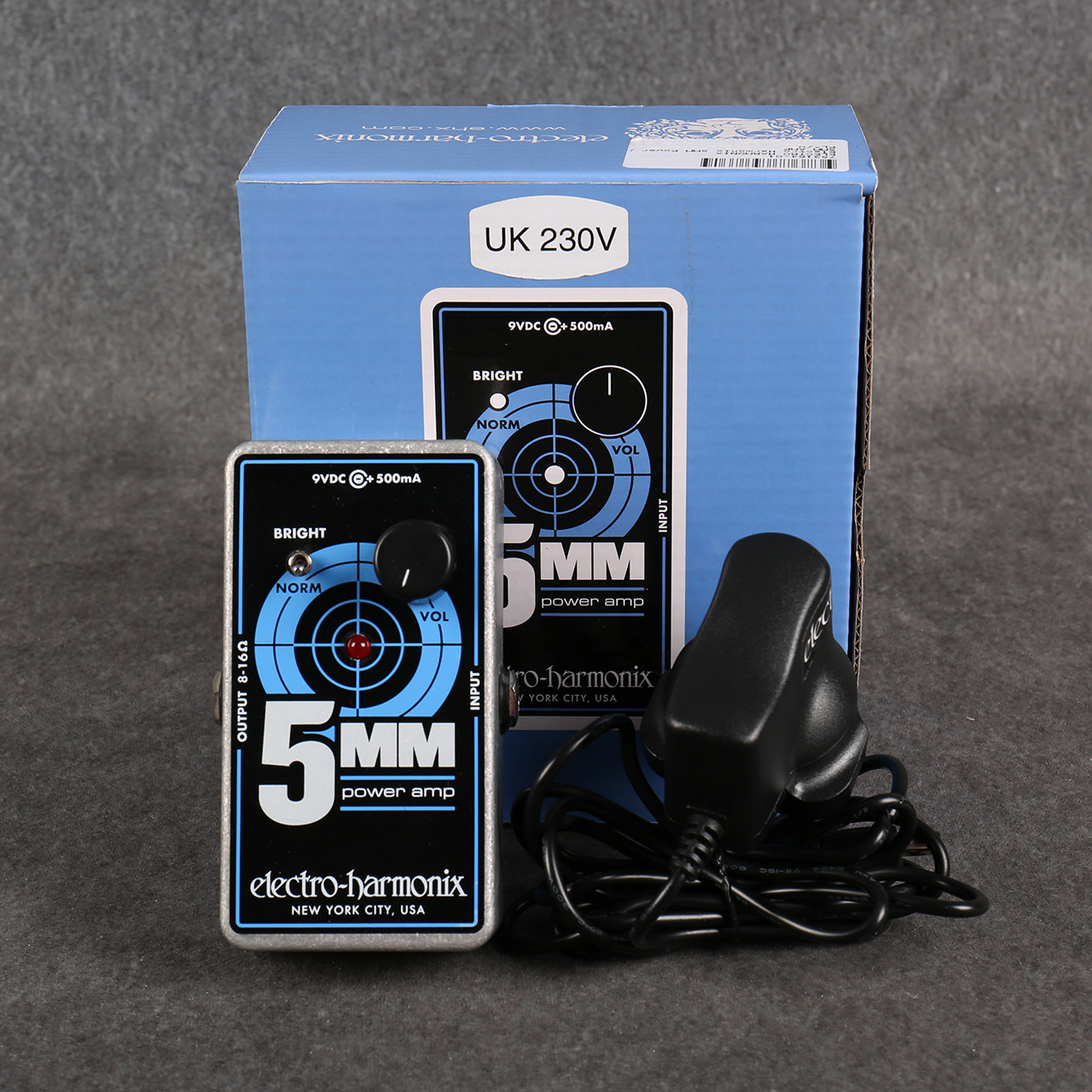 The new EHX 5MM Guitar Power Amplifier is a pocket-sized The new EHX 5MM Guitar Power Amplifier is a pocket-sized