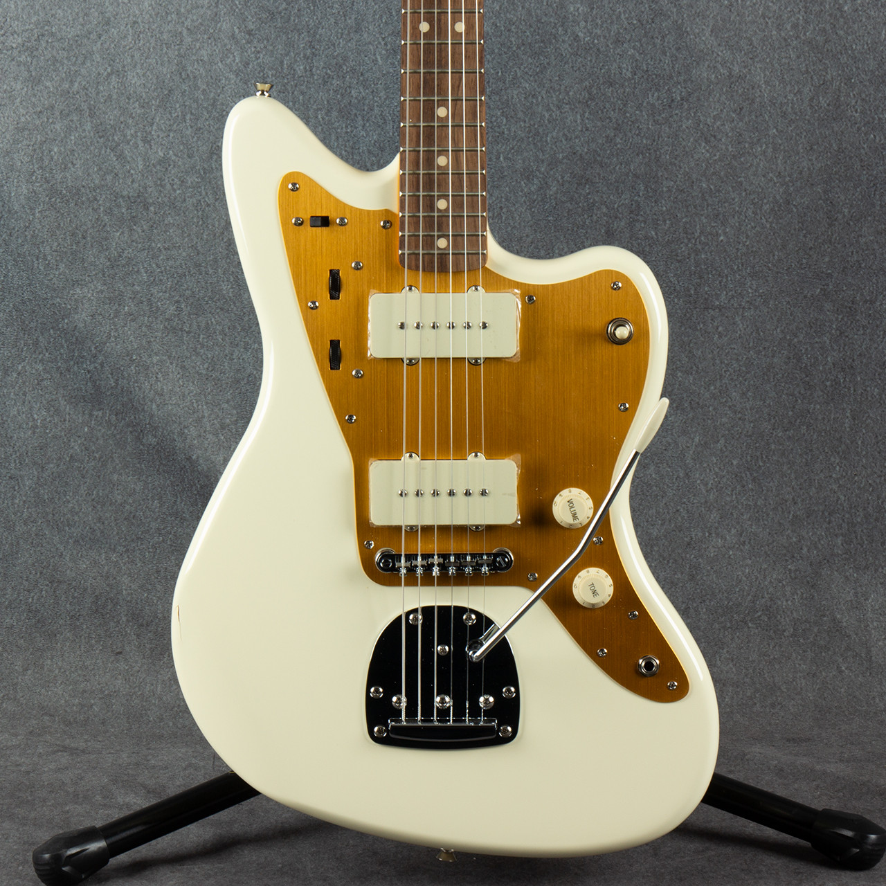 Squier J Mascis Jazzmaster, Gold Anodized Pickguard Vintage White
