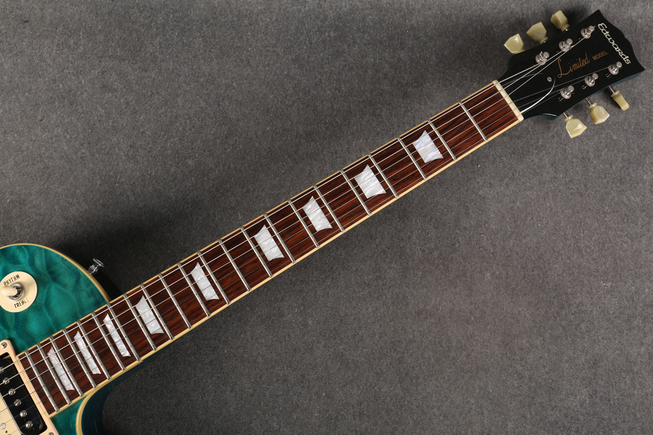 Edwards E-LP-92SD/QM 2015 Black Turquoise Green 2nd Hand | Rich