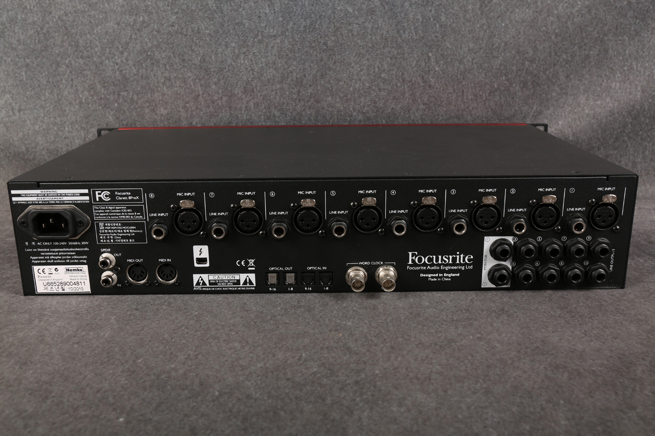 Focusrite Clarett 8PreX Thunderbolt Audio Interface Cable 2nd Hand
