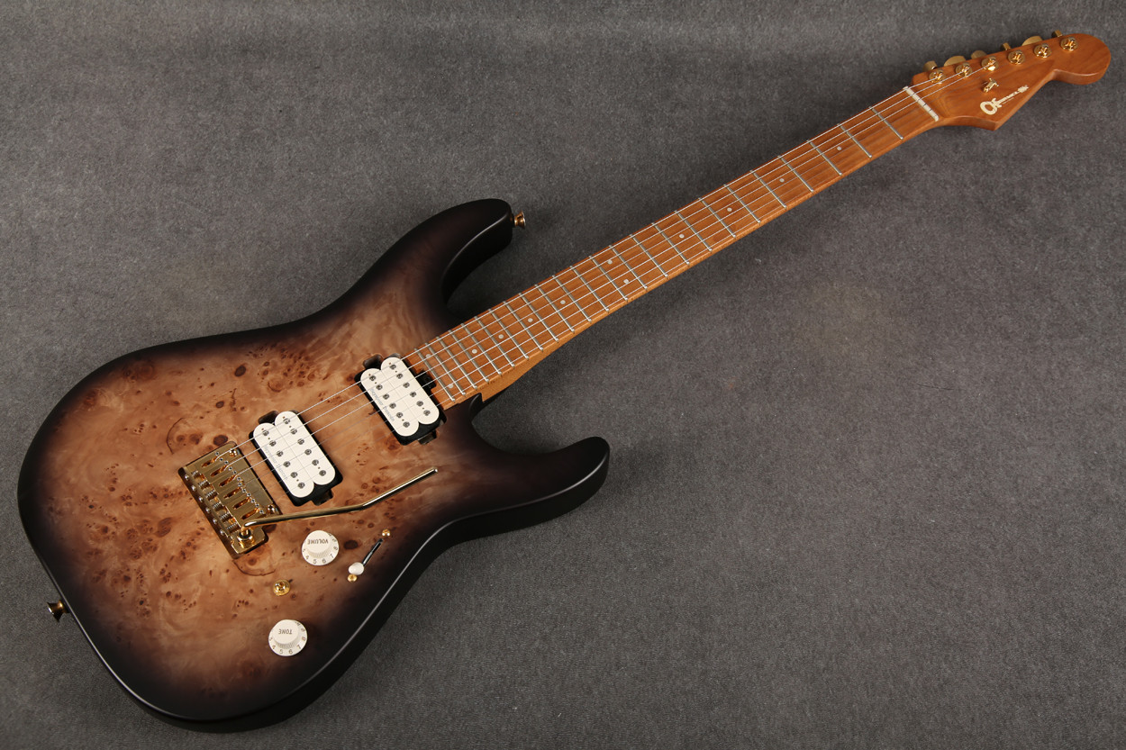 Charvel Pro Mod DK24 HH 2PT CM Poplar Burl Trans Black Burst 2nd