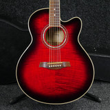 Ibanez AEL20e Electro Acoustic Guitar - Trans Red w/Hard Case - 2nd Hand