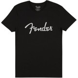 Fender Spaghetti Logo Mens T Shirt - Black w/White Logo - L