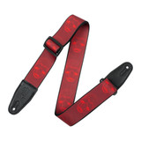 Levy's Skull Series Guitar Strap - Dark Red & Red Skulls