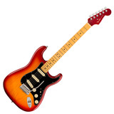 Fender American Ultra Luxe Stratocaster, Maple - Plasma Red Burst