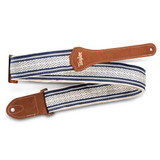 Taylor 2" Academy Jacquard Leather Gutiar Strap, White/Blue