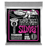 Ernie Ball Super Slinky Coated Titanium Gutiar Strings, 9-42