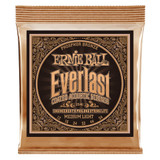 Ernie Ball Everlast Medium Light Coated Phosphor Bronze Acoustic Strings, 12-54