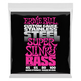 Ernie Ball Super Slinky Stainless Steel Bass Strings, 45-100