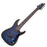 Schecter Omen Elite-7 Multiscale - See-Thru Blue Burst