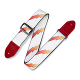 Levy's Print Series Polyester 2" Guitar Strap - Rainbolt, White-Red