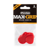 Jim Dunlop 471P3N Max-Grip Jazz III Nylon Guitar Pick, Red, 6 Pack