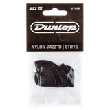 Jim Dunlop 47P3S Nylon Jazz III Guitar Picks, Stiffo Black, 6 Pack