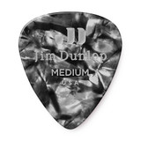 Jim Dunlop 483P Celluloid Guitar Pick, Black Pearloid, Medium, 12 Pack