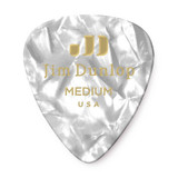 Jim Dunlop 483R Celluloid Guitar Pick, White Pearloid, Medium, 72 Pack