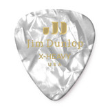 Jim Dunlop 483R Celluloid Guitar Pick, White Pearloid, Extra Heavy, 72 Pack