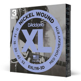 Daddario XL Nickel EXL116-3D Medium Top / Heavy Bottom Set, 11-52, 3 Pack