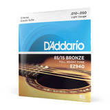 Daddario 85/15 Bronze EZ940 Light 12 String Set, 10-50