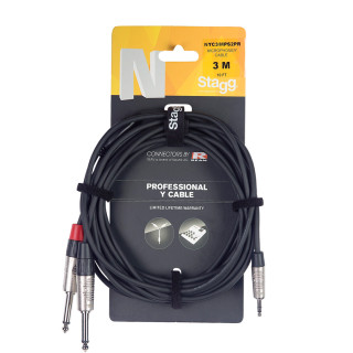 Stagg Mini Jack / 2x Jack Y Splitter Cable, 3m Stagg Mini Jack / 2x Jack Y Splitter Cable, 3m