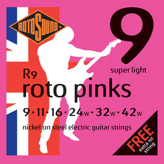 Rotosound R9 Roto Pinks, Nickel, Super Light - 09-42 Rotosound R9 Roto Pinks, Nickel, Super Light - 09-42