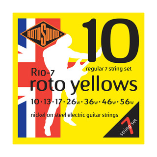Rotosound R10-7 Roto Yellows, 7-String, Nickel, Regular, 10-56