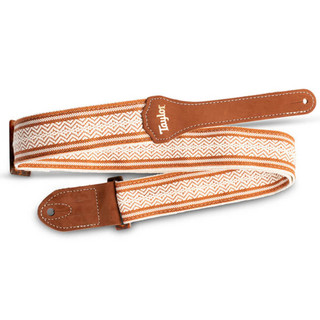 Taylor 2" Academy Jacquard Leather Guitar Strap, White/Brown