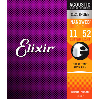 Elixir E11027 Bronze Nanoweb, Custom Light 11-52 Elixir E11027 Bronze Nanoweb, Custom Light 11-52
