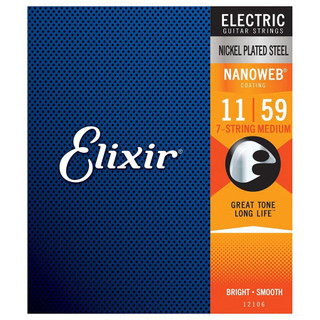 Elixir Electric Guitar Strings - Nanoweb Nickel 7 String Medium ( 11-59 )