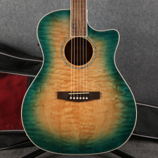 Cort Grand Regal GA-QF Electro Acoustic - Coral Blue Burst - Gig Bag - 2nd Hand