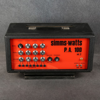 Simms Watts PA100 MKII Valve Amp Head **COLLECTION ONLY** - 2nd Hand