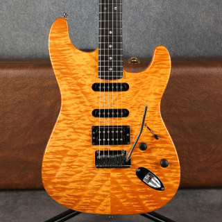 Fender American Deluxe Stratocaster QMT HSS - Amber - 2nd Hand