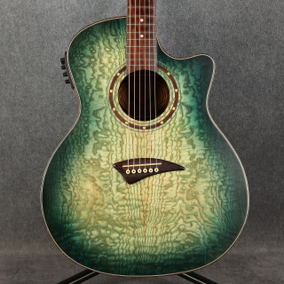 Dean Exotica Quilt Ash Electro Acoustic - Trans Blue Satin - 2nd Hand