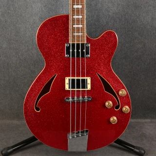 Italia Torino Semi Hollow Bass Guitar - Red Sparkle - 2nd Hand