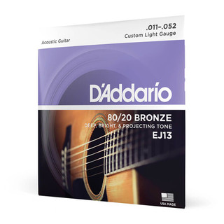 Daddario 80/20 Bronze EJ13 Custom Light Set, 11-52