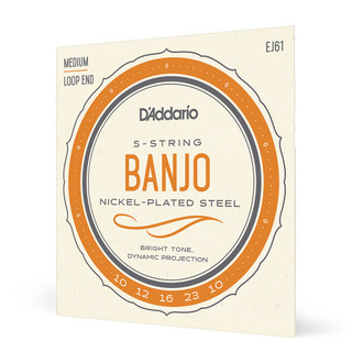 Daddario Nickel Plated Steel EJ61 Banjo Medium Set, 10-23