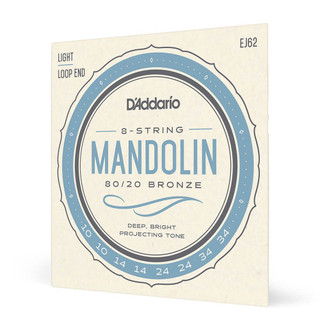 Daddario 80/20 Bronze EJ62 Mandolin Light Set, 10-34 Daddario 80/20 Bronze EJ62 Mandolin Light Set, 10-34