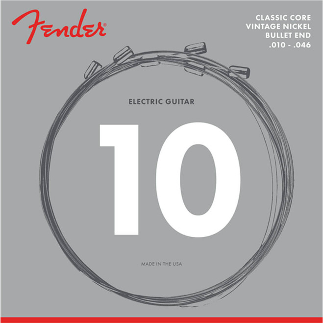 Fender Classic Core Guitar Strings, Vintage Nickel, Bullet End, 3155R, 10-46