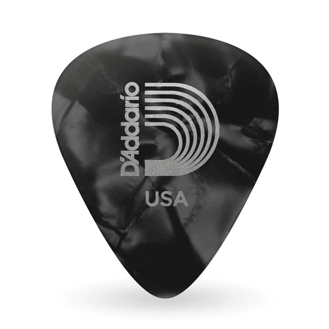 Daddario 1CBKP7-25 Classic Celluloid Pick, Black Pearl, Extra Heavy Gauge (1.25mm), 25-Pack