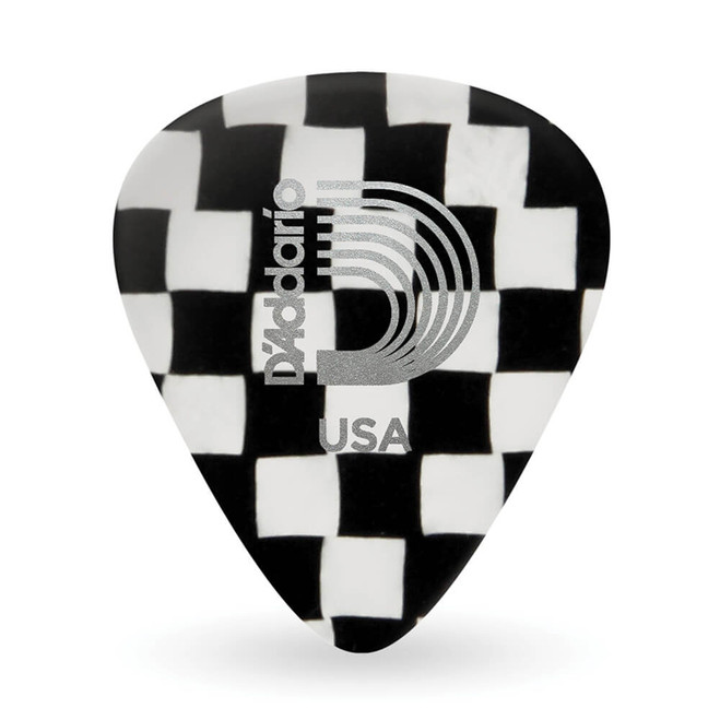 Daddario 1CBK2-25 Classic Celluloid Pick, Checkerboard, Light Gauge (.50mm), 25-Pack