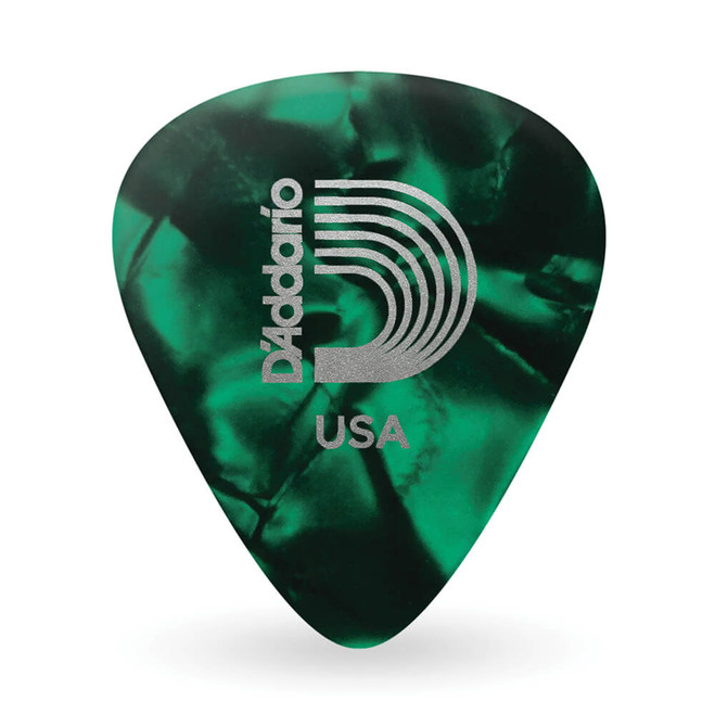 Daddario 1CGP2-25 Classic Celluloid Pick, Green Pearl, Light Gauge (.50mm), 100-Pack