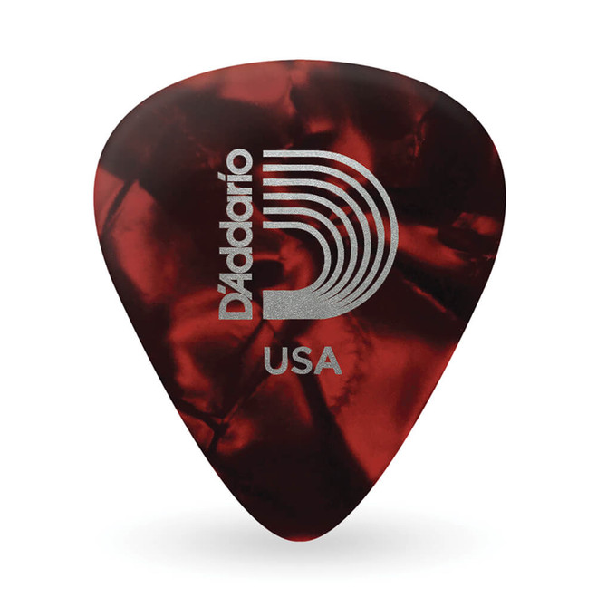 Daddario 1CRP2-25 Classic Celluloid Pick, Red Pearl, Light Gauge (.50mm), 100-Pack