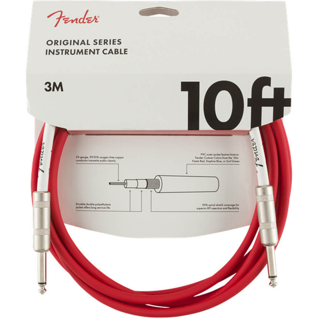 Fender Original Series Instrument Cable, Straight, 10ft - Fiesta Red