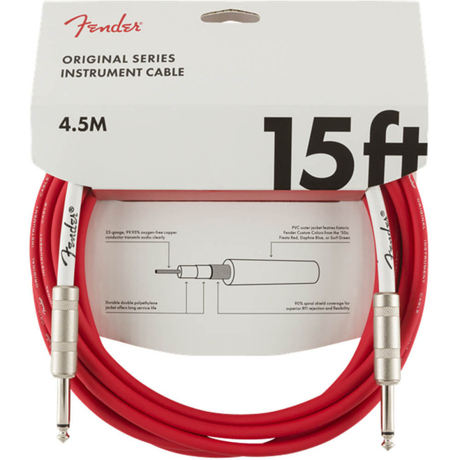 Fender Original Series Instrument Cable, Straight, 15ft - Fiesta Red